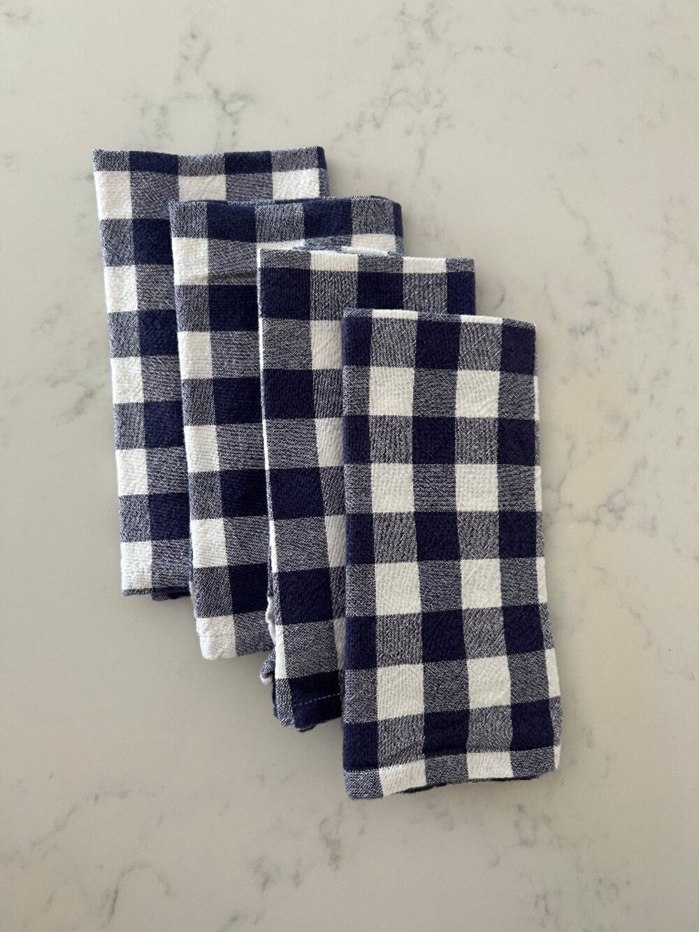 Set/4 Navy Checkered Napkins